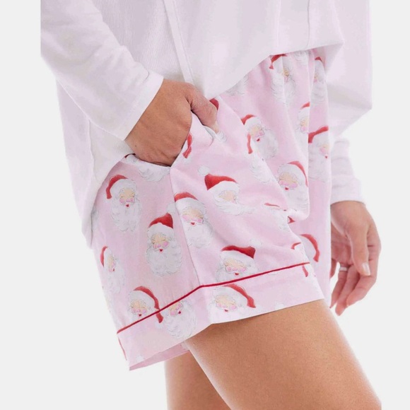 NWT MudPie Pajama Christmas Holiday Santa Shorts Sz Large - Picture 2 of 6